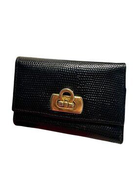 Salvatore Ferragamo Black Key Holder with Gold Accent